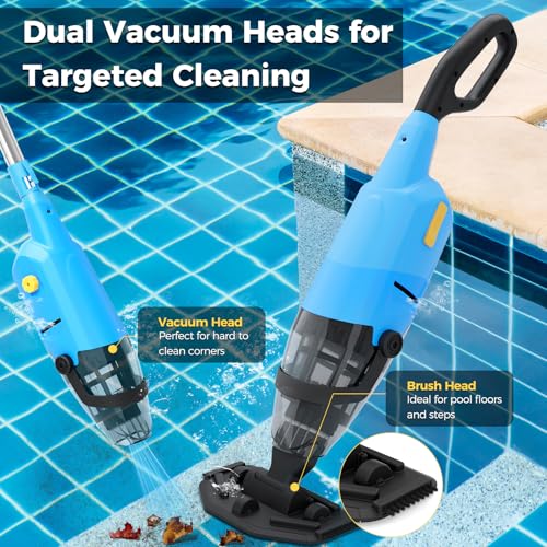 Cordless Pool Vacuum for Above Ground Pool - Rechargeable Pool Vacuum Cleaner with 69" Telescopic Pole, 20 GPM Suction, 90 Min Runtime, Ideal for Spas, Hot Tubs, Pools, Leaves, Debris, Sand by HUSHLIGHT - Image 6