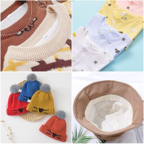 NBEADS 600 Pcs Clothing Month Labels, 6 Styles Cloth Sewing Labels Embroidered Label Size Labels Tags for Clothing Sewing Sew on Clothes, White