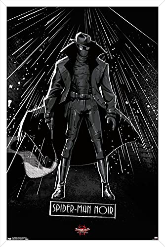 Trends International Marvel Spider-Man - Into The Spider-Verse - Spider-Man Noir Wall Poster, 22.375" x 34", White Framed Version