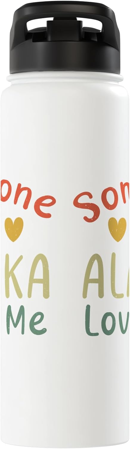 Someone In Alaska Loves Me Retro USA State US Stainless Steel Insulated Water Bottle