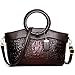 XingChen Crocodile Pattern Handbag for Women Leather Ring Top Handle Satchel Style Shoulder Bag Fashion Purse Embossed Tote