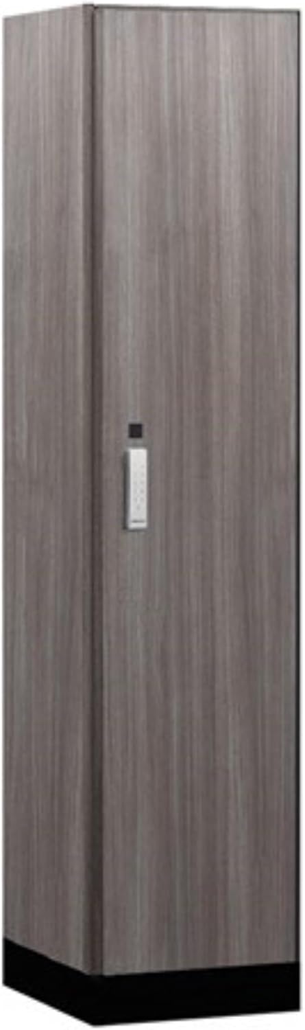 Salsbury 18" Wide Premier Wood Locker-Single Tier-1 Wide-6 Feet High-18 Deep-Skyline Walnut-Silver Electronic Locks