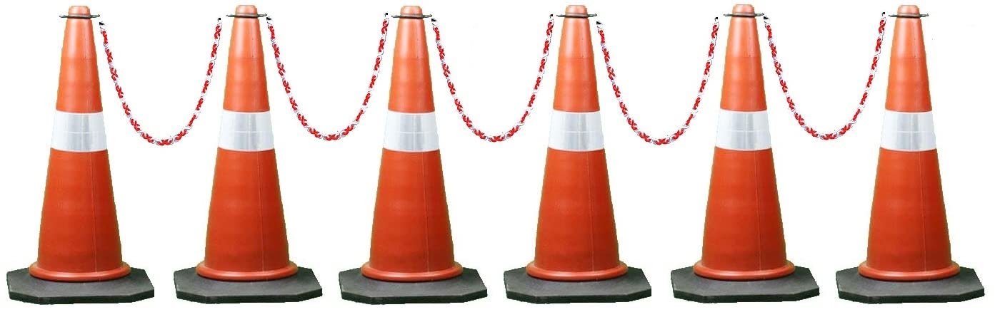 Roshan Safety Cone Traffic Safety Product (6 Cones + 6 Cone Rings + 6 Mtr Chain)
