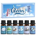 SALUBRITO Clean Essential Oils Set, Fresh Cotton, Clean Home, Fresh Linen, Soft Powder, Blossom Soap, Mint Scented Oils for for Diffuser, Candle, Soap Making