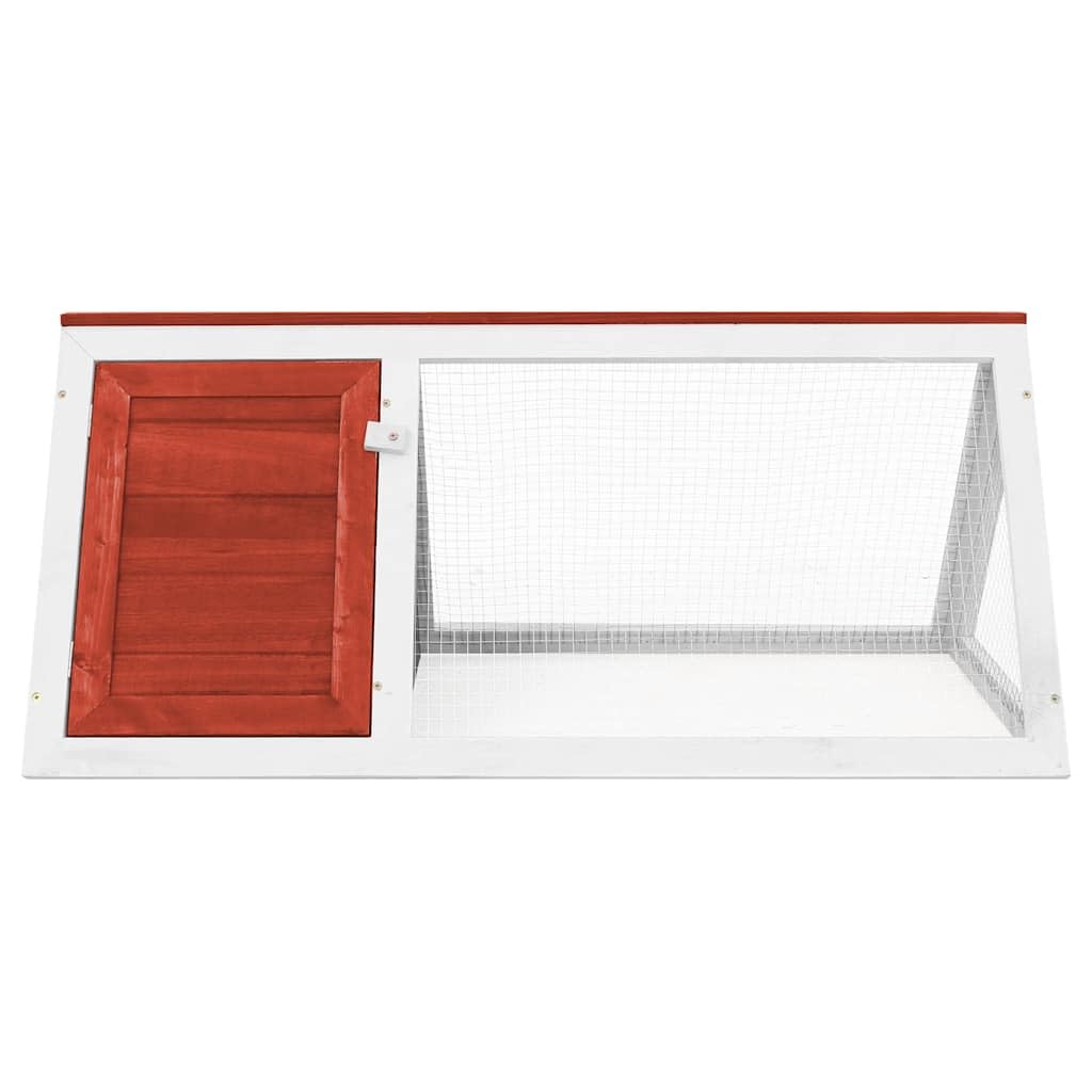 Establo de madera para conejos pequeños con rejilla de alambre de hierro, conejera para exteriores para conejos y cobayas, rojo y blanco, 98 x 50 x 41 cm