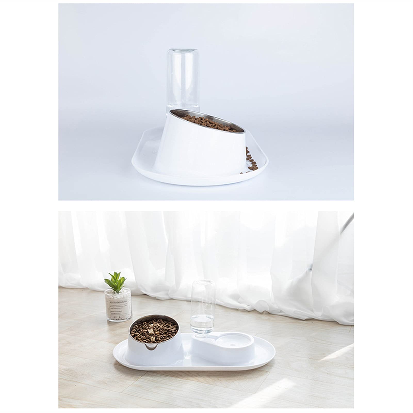 Gatti Ciotole Ciotole automatiche for gatti Doppi ciotole con supporto alzato for animali domestici e ciotole for acqua for cani alimentatori ciotola for cani in acciaio inox Mangiatoia per Gatti