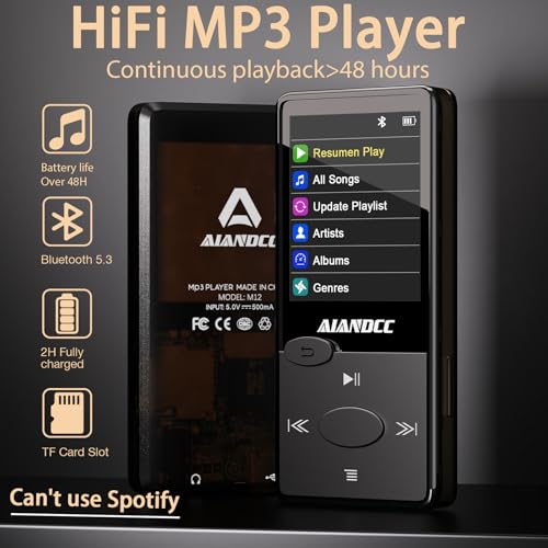 Image of Mp3 Player with Bluetooth 5.3 HiFi Sound, Mp3 Player with FM Radio, Mini Music Player 32GB for Kids Adults, Earphones Included, TF Card can be Inserted