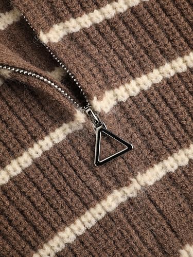 CIDER Zip Up Cardigans for Women Fall Trendy Long Sleeve Chunky Cardigan Knit Open Front Collared Zipper Cardigan 2024: Brown, S4