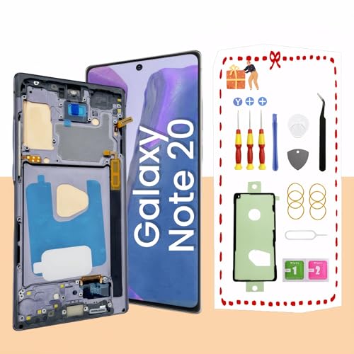 LNONLS AMOLED Galaxy Note20 5G LCD Display Screen Assembly Replacement 4G for Samsung Note 20 Touch Digitizer Screen with Frame Toolkits N981U N981W (Gray)