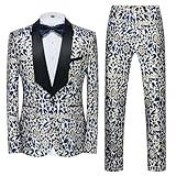 Mens Green Suit Slim Fit Single Button Dress Blazer Vest Pants Pattern Party Prom Stage Tudexo Suits Royal Blue XXL