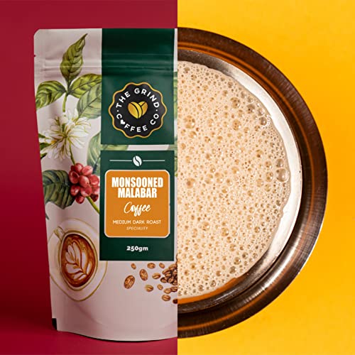 The Grind Coffee Co. | Monsooned Malabar | 250 g| Premium 100% Arabica Pure Indian Roasted Ground Coffee Sourced Directly From Coorg | Medium Dark Roast | Whole Bean - Image 2