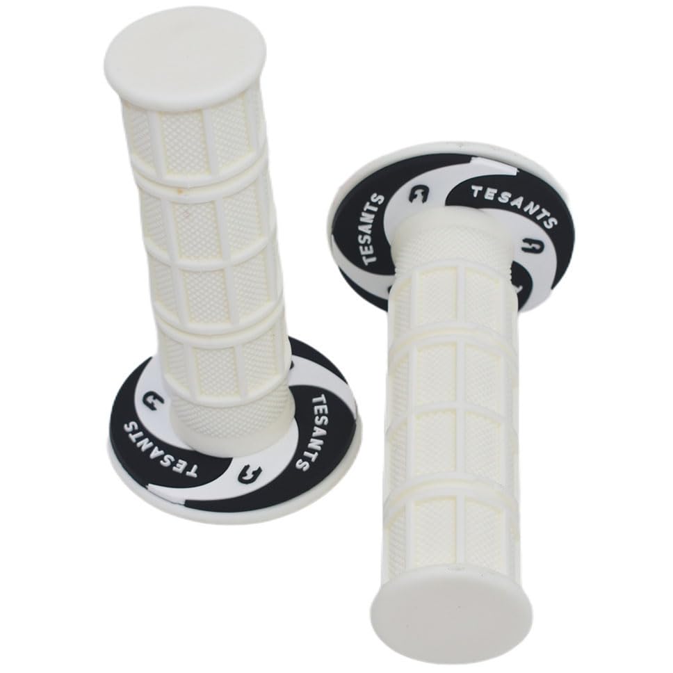 7/8 22mm-24mm Motorcycle Hand Grips Design with Textured Surface Grips Replacement for KLX300 KX65 SSR125 Pit Dirt Bike ATV Quad Motocross CT100U CT200U Mini Bike (White)