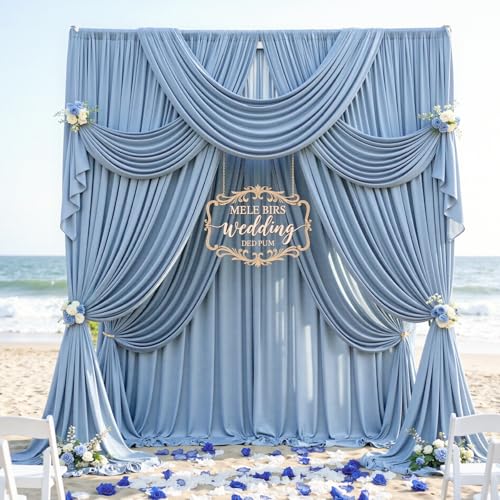 Telón de fondo azul dusty 10 ft x 12 ft con 2 paneles miniatura 5