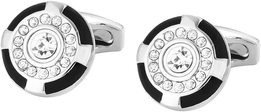 Silver Crystal Cufflinks Men's French Shirt Metallic Cuff Buckle Accessories