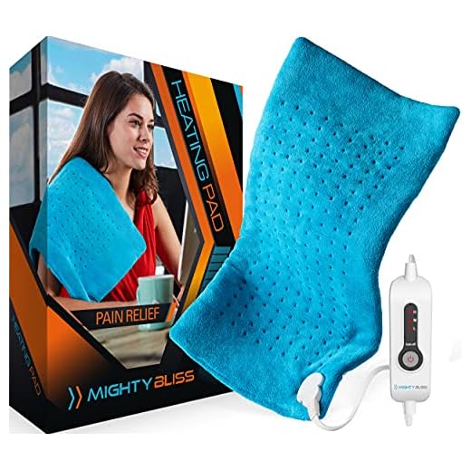 MIGHTY BLISS Large Electric Heating Pad for Back Pain and Cramps Relief -Extra Large [12"x24"] - Auto Shut Off - Heat Pad with Moist & Dry Heat Therapy Options - Hot Heated Pad