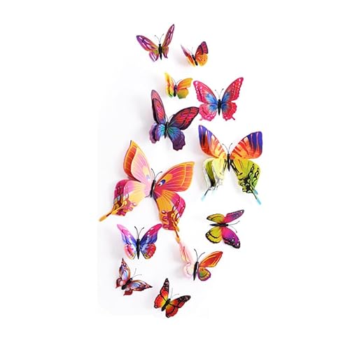 DaGou Mixed of 12PCS 3D Pink Butterfly Wall Stickers Decor