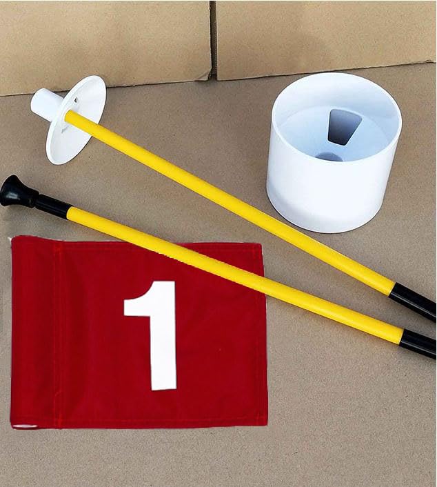 Juego de bandera portátil de 2 secciones con diseño de agujero de golf, bandera verde para patio trasero, juego de tazas de bandera de 3 pies