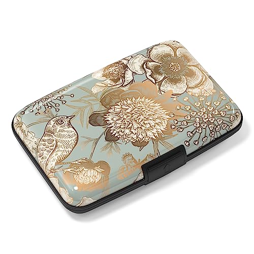 Image of Rimilak Aluminuml Credit Card Holder, Mini Credit Card Wallet RFID Blocking Slim Metal Hard Case for Women Men, Butterfly Flower