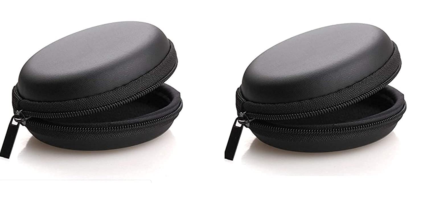 Sounce Earphone Headphone Carrying Case Pouch Cover for Earphones, Headset, Pen Drives, SD Cards, All Mobile Accessories - Black (Pack of 2)