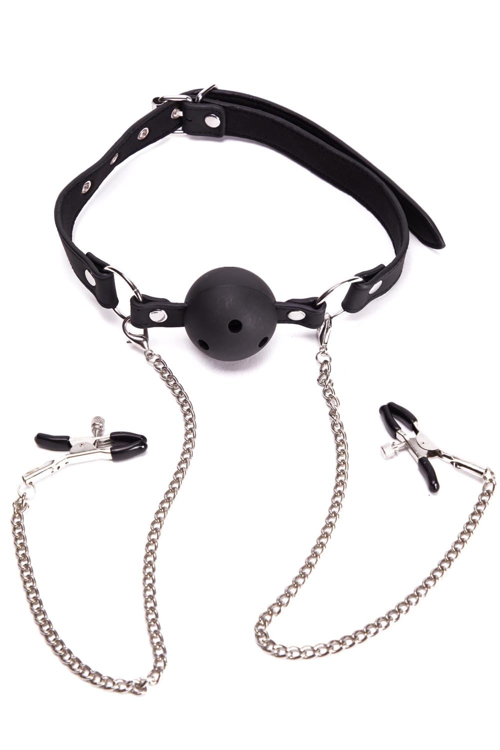Ann Summers Ball Gag & Nipple Clamps Silver, Bondage, BDSM, Fantasy Couple Play, Dominate or Surrender, Adult Sex Toy - Silver