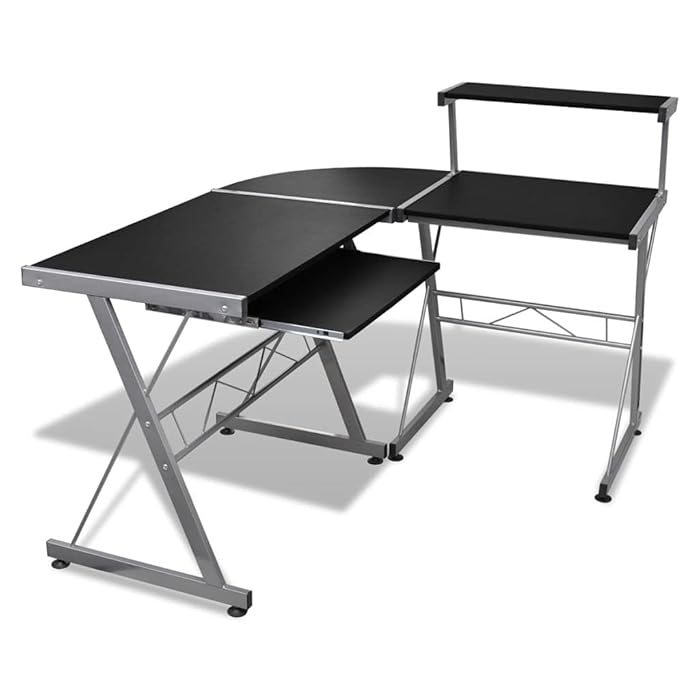 Buy Amdohai Computer Table with Pullout Keyboard Tray Lshaped Black