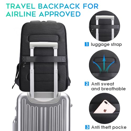 Image of BANGE Business Smart Backpack Waterproof fit 15.6 Inch Laptop Backpack with USB Charging Port,Travel Durable Backpack