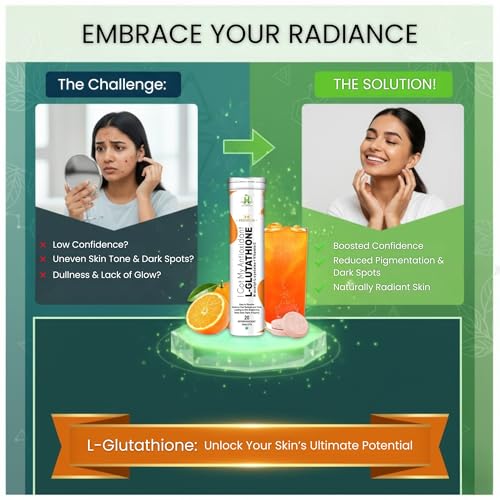 Image of Healthy Nutrition L-Glutathione 600mg with Vitamin C Effervescent Tablets | Antioxidant Support for Skin Brightness & Wellness | Supports Even-Looking Skin & Daily Detox Support | For Men & Women | 20 Tablets