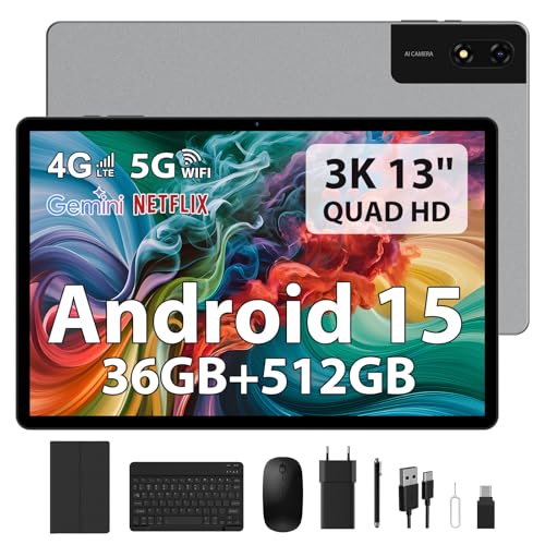 LEVIRTU Tablet 13 Pollici Android 15 con Octa-Core 2.2GHz/36GB RAM+512GB