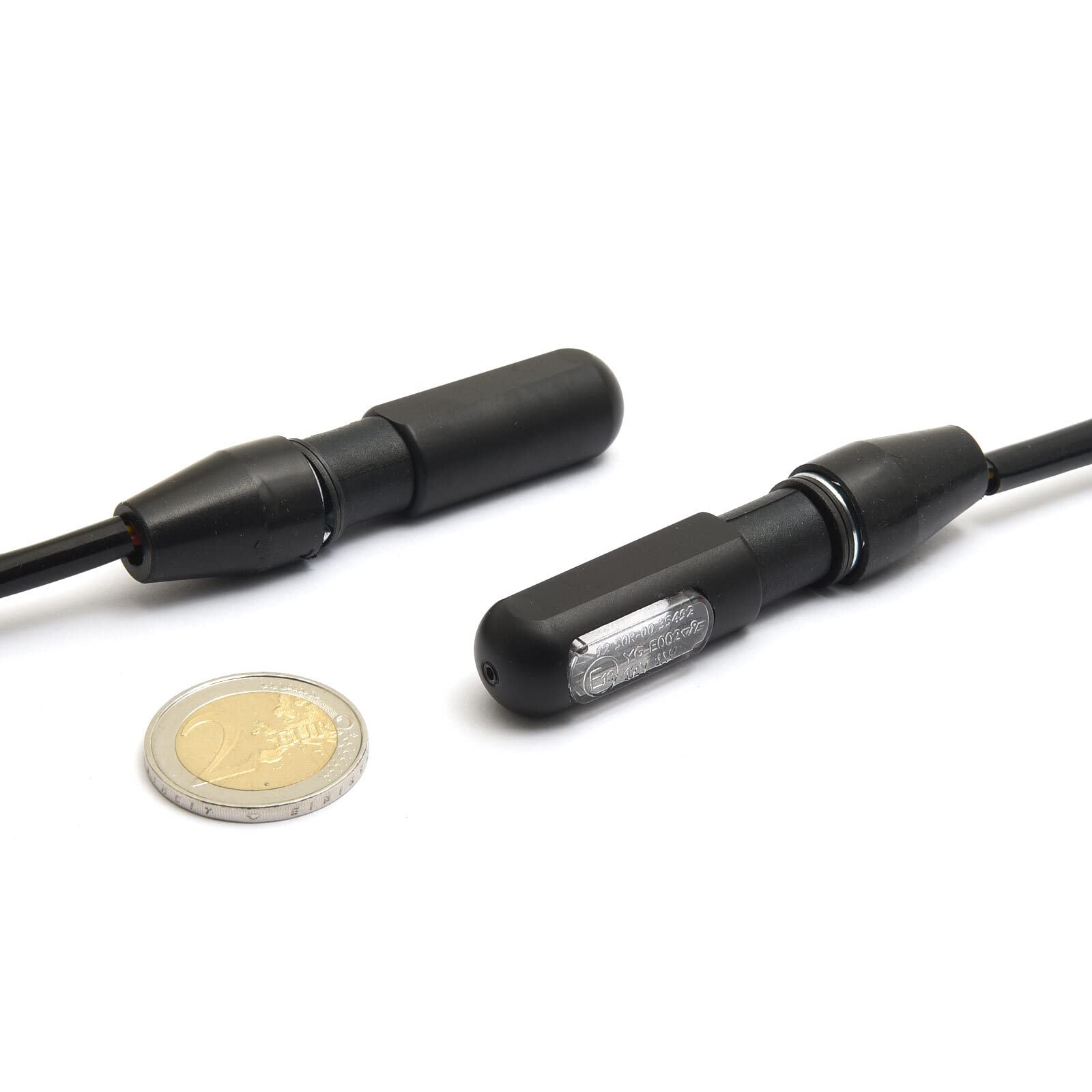 Mini LED 3 en 1 intermitente luz trasera luz de freno de aluminio homologación E negro corto M8 motocicleta Racer Chopper Cruiser moderno clásico con cubierta de goma