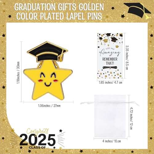 Bucherry 150 Pcs Graduation Gifts Smile Lapel Pin Graduation Cap Pocket Token Inspirational Cards Organza Bag (Cute Style)2