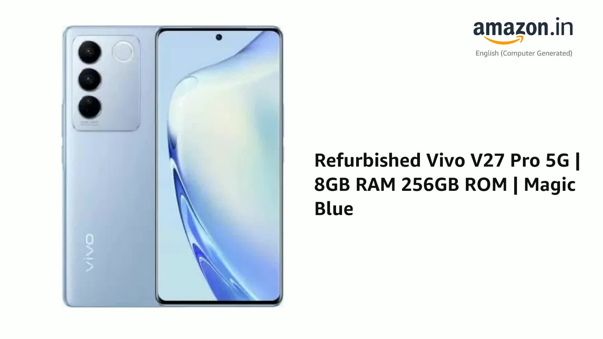 vivo V27 スマートフォン 8GB RAM 256GB Vivo V27 5G, 8GB RAM, 256GB ROM - Magic Blue: Buy Online at