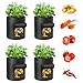 Ohiyoo Kartoffel Pflanzsack 10 Gallonen 4 Pack Kartoffelsack Zum Pflanzen, 38 L Pflanztaschen mit Sichtbarer Klappe, Kartoffel Pflanzsack Garten Pflanzbeutel für Gemüse, Kartoffel, Tomaten (Schwarz)