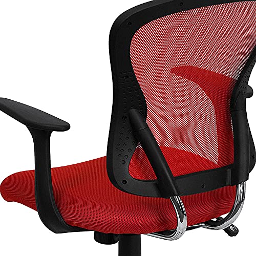 Flash Furniture Mid-Back Red Mesh Swivel Task Office Chair With Chrome Base And Arms,25.25"W X 27"D X 42.25"H #TOP7