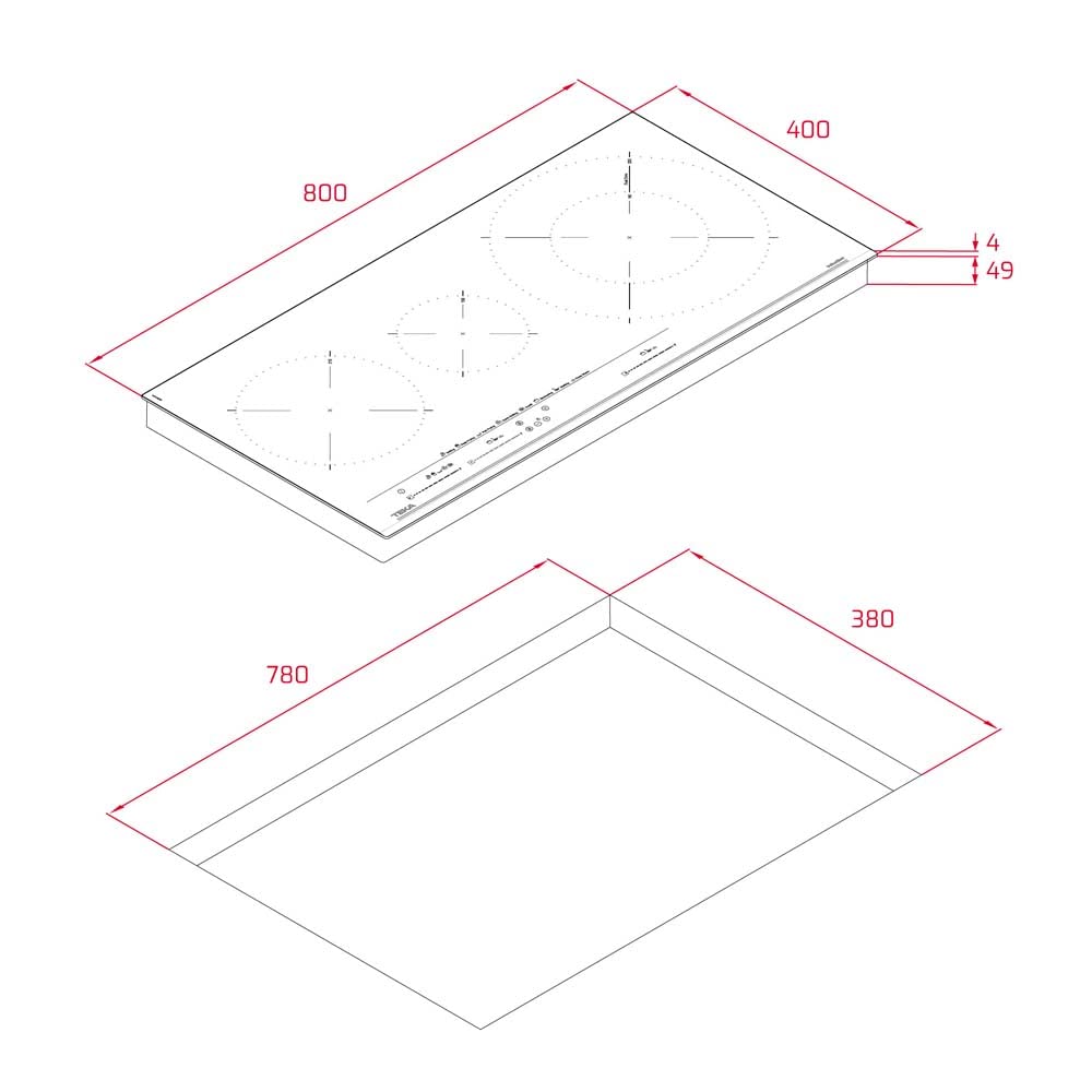 TEKA Placa Inducción 80 cm, 3 Zonas, Touch Control MultiSlider, Power Plus, Stop & Go, Modo Silencio, Seguridad, IZC 83620 MST