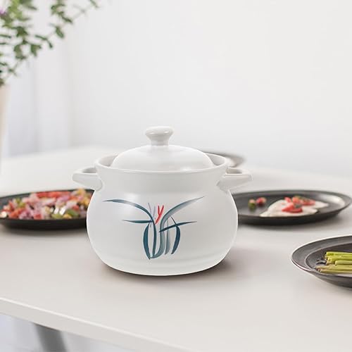 Miniatura 3 de Hemoton Horno de estufa Olla de cerámica para estofado Olla de sopa, cazuela, olla de horno, olla de barro, olla de barro, utensilios de cocina de