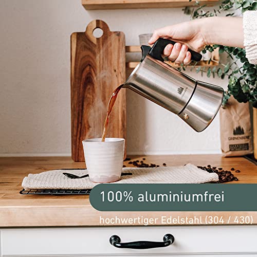 Groenenberg Spar-Pack 2 | Kaffeemühle manuell + Espressokocher Induktion 6 Tassen Edelstahl | Handkaffeemühle… – Bild 8