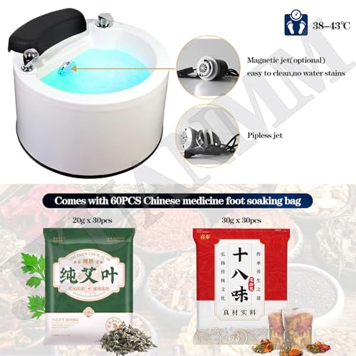Baño de hidromasaje para pies, bañera de acrílico para pedicura con calor y masaje, lámpara LED colorida y 60 bolsitas para baño de pies, para tratamiento en spa casero miniatura 5