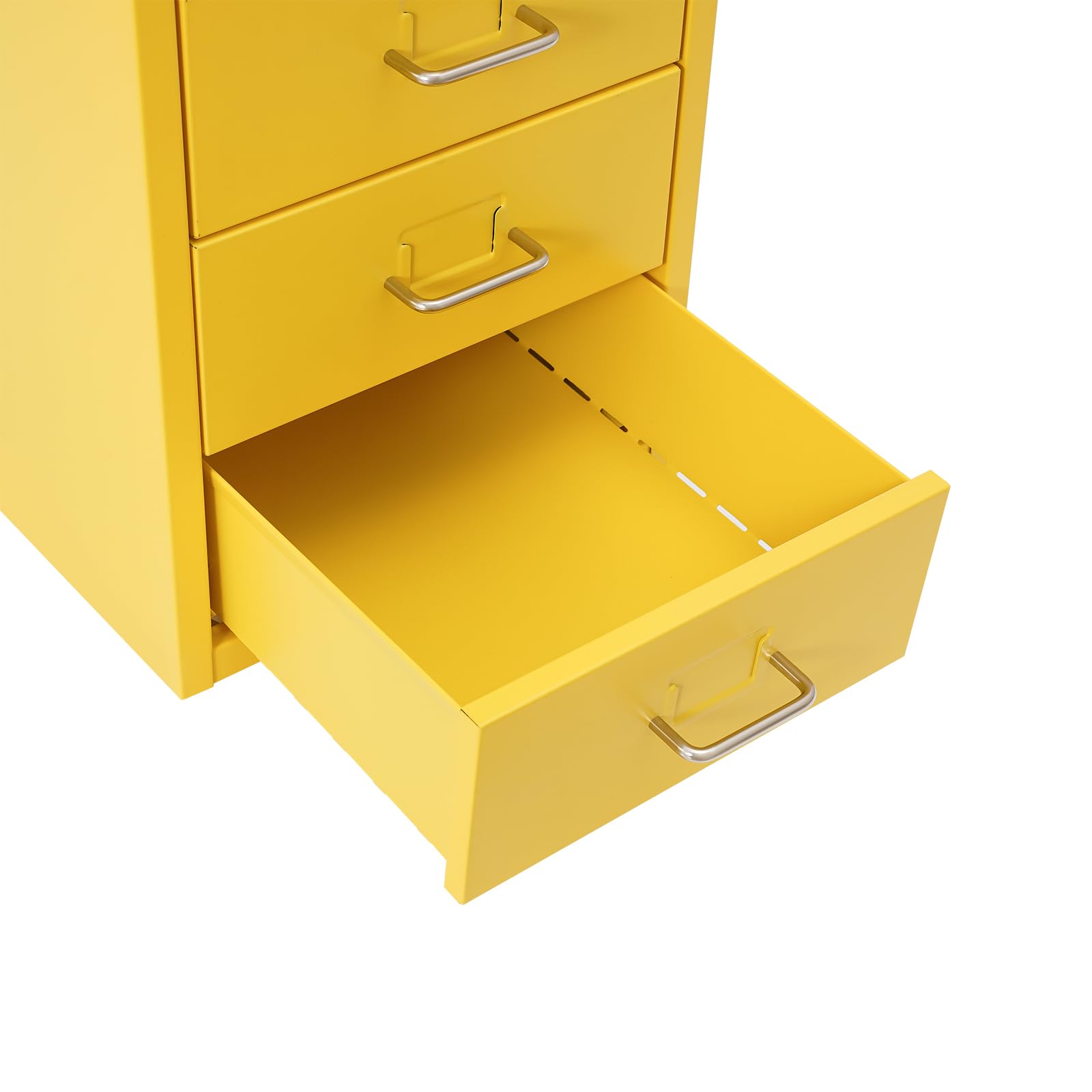 Conteneur à roulettes en métal - Meuble de bureau pour bureau - Organiseur de bureau avec 6 tiroirs - Armoire à tiroirs verrouillable sur roulettes - 28 x 41 x 69 cm - Jaune