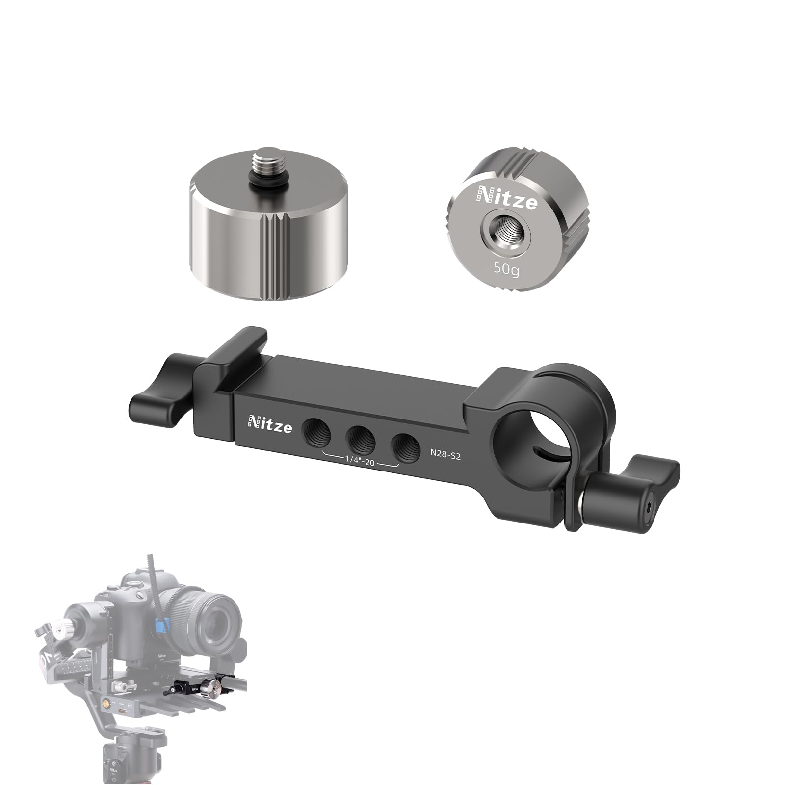 Nitze Kit de Contrapeso Counterweight para Estabilizadores dji RS 5/RS 4 Pro/RS 4/RS 3 Pro/RS 3/RSC 2/RS 2, Abrazadera de Montaje con Pinza de Varilla de 15mm para Motor dji Focus Pro - N28-S2