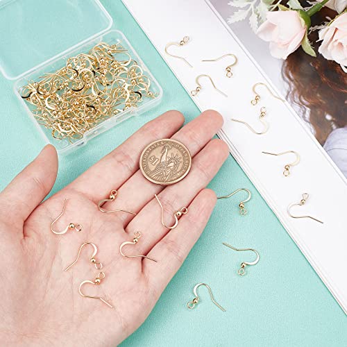 SUNNYCLUE 1 Box 100Pcs Real 18K Gold Plated French Earring Hooks Fish Hook Earrings Stainless Steel Ear Wires Ball Dot Earwires for jewellery Making Accessories Women Adults DIY Dangle Earrings Craft - Image 3