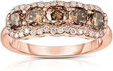 Dreamofdazzlejewels 2.00Ct Cushion Cut CHAMPAGNE Diamond Band Engagement Ring for Women 14K Rose Gold Plated