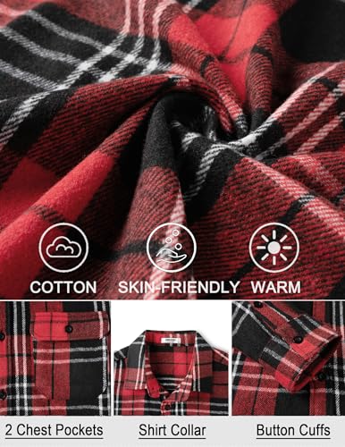 Image of COOFANDY Mens Flannel Shirts Long Sleeve Plaid Shirt Jacket Button Down Shirt with Pockets