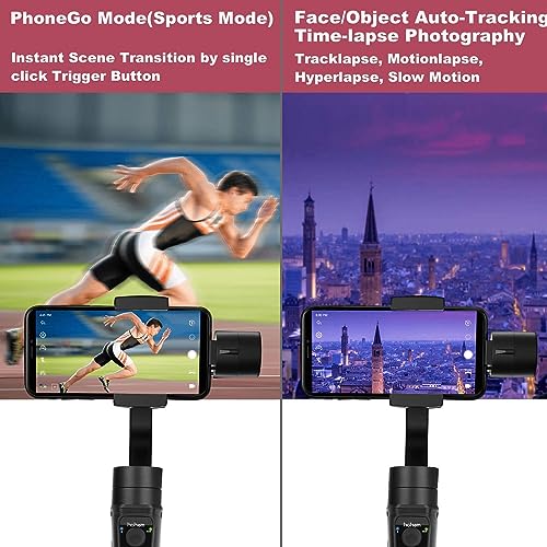 Image of hohem iSteady Mobile Plus 3 Axis Handheld Gimbal Stabilizer for iPhones, Android Phones Featuring Video Stabilizer with Inspection Mode, Sport Mode, Face Object Tracking, Motion Time-Lapse, Black