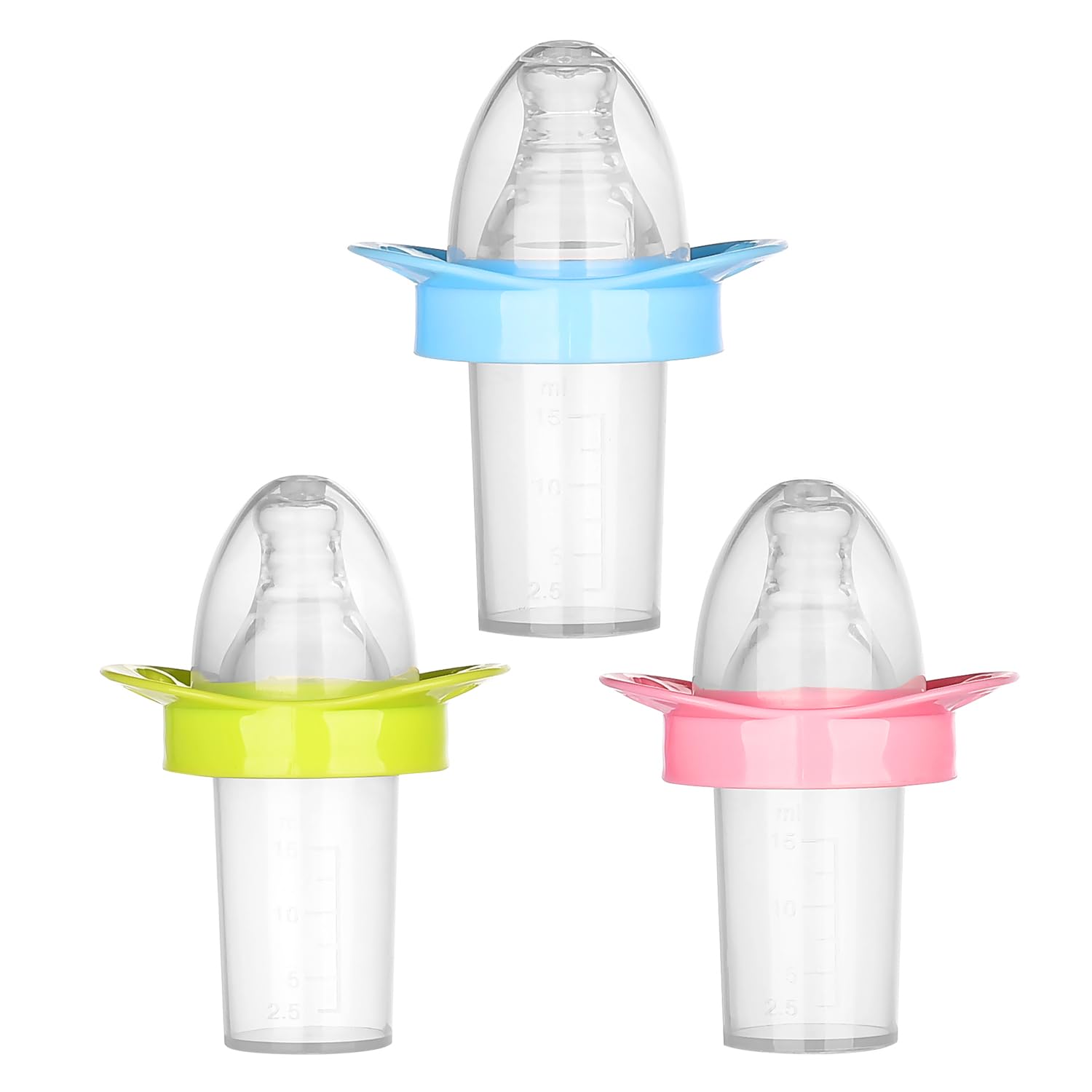 3-Pack Baby Liquid Medicine Dispenser & Feeder with Graduated Choke Dropper, Silicone Nipple, Slow Flow, BPA Free, 0-6 Months