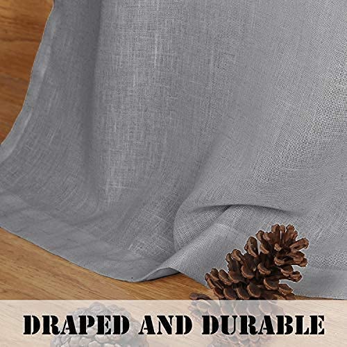 Image of Plain Cotton Linen Sheer Curtains for Window, Balcony, Living Room (5 feet Long, Grey, Set of 2 Pieces)