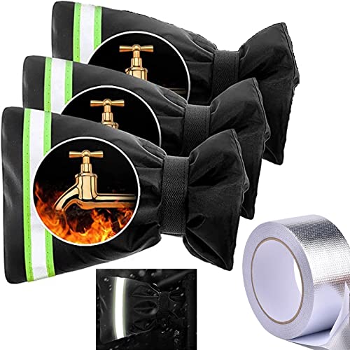 Emoi 水道管凍結防止用カバー 水栓金具凍結防止 蛇口カバー 3個入り 雨錆防止 損傷防止 汚れ防止 破裂防止 冬季防寒グッズ 屋外散水用具保護ホース保護 厚さ保温カバー 反射帯付き 防水性通気性オックスフォード生地 マジックテープ開閉 取り付け簡単 再