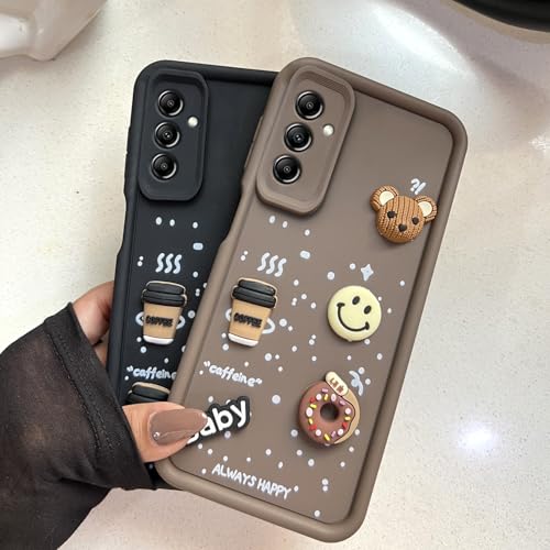 Image of COLORflow Back Cover Compatible with Samsung Galaxy A14 5G / 4G | Cute Fun Cartoon 3D Ball Coffee Silicone Case (Brown) | Designer Camera and Body Protected Back Cover