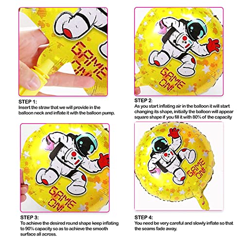 Image of AMFIN (Pack of 7) Theme Birthday Balloons /Happy Birthday foil Balloon /Game On Balloons /Game on Birthday Party Theme /Game Theme Kids Party Decoration