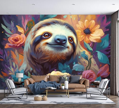 Papier peint panoramique fleurs abstraites 3D 200x140cm