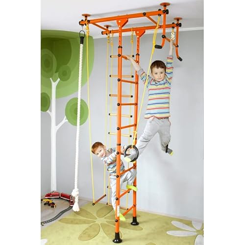 NiroSport FitTop M1 Espalier Suédois de Gymnastique pour Les Enfants, Sécurité Certifiée, Installation Facile, Charge maximale jusqu'à 130 kg, Made in Germany (Rouge, Hauteur de Plafond 2,0-2,5 m)